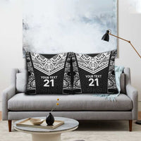 New Zealand Black Fern Custom Pillow Cover Maori Tukutuku Black-white Motif - Polynesian Pride