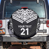New Zealand Black Fern Custom Spare Tire Cover Maori Tukutuku Black-white Motif LT9 White - Polynesian Pride