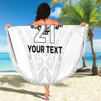 New Zealand Koru Fern Custom Beach Blanket Simple Taniko Motif