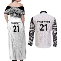 New Zealand Koru Fern Custom Couples Matching Off Shoulder Maxi Dress and Long Sleeve Button Shirt Simple Taniko Motif