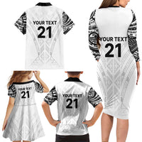 New Zealand Koru Fern Custom Family Matching Long Sleeve Bodycon Dress and Hawaiian Shirt Simple Taniko Motif