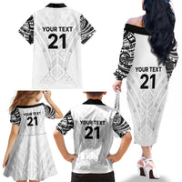 New Zealand Koru Fern Custom Family Matching Off The Shoulder Long Sleeve Dress and Hawaiian Shirt Simple Taniko Motif