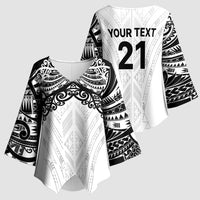 New Zealand Koru Fern Custom Kimono Sleeve Blouse Simple Taniko Motif - Polynesian Pride