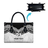 New Zealand Koru Fern Custom Leather Bag Simple Taniko Motif - Polynesian Pride