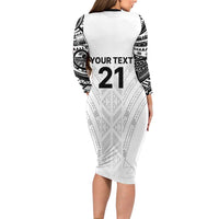 New Zealand Koru Fern Custom Long Sleeve Bodycon Dress Simple Taniko Motif