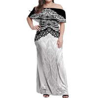 New Zealand Koru Fern Custom Off Shoulder Maxi Dress Simple Taniko Motif