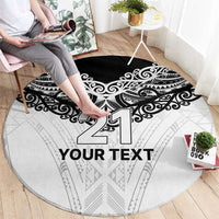 New Zealand Koru Fern Custom Round Carpet Simple Taniko Motif