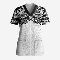 New Zealand Koru Fern Custom Scrub Top Simple Taniko Motif - Polynesian Pride