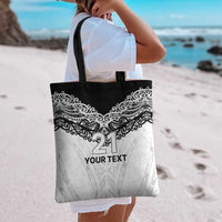 New Zealand Koru Fern Custom Tote Bag Simple Taniko Motif - Polynesian Pride