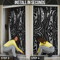 New Zealand Maori Taniko Door Cover Black Kowhaiwhai Puhoro - Polynesian Pride