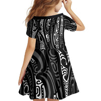 New Zealand Maori Taniko Family Matching Short Sleeve Bodycon Dress and Hawaiian Shirt Black Kowhaiwhai Puhoro