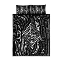 New Zealand Maori Taniko Quilt Bed Set Black Kowhaiwhai Puhoro