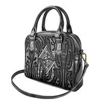 New Zealand Maori Taniko Shoulder Handbag Black Kowhaiwhai Puhoro