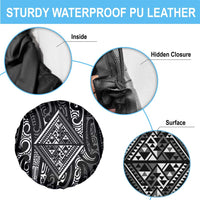 New Zealand Maori Taniko Spare Tire Cover Black Kowhaiwhai Puhoro