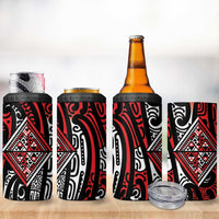 New Zealand Maori Taniko 4 in 1 Can Cooler Tumbler Red Kowhaiwhai Puhoro LT9 - Polynesian Pride