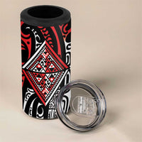 New Zealand Maori Taniko 4 in 1 Can Cooler Tumbler Red Kowhaiwhai Puhoro LT9 - Polynesian Pride