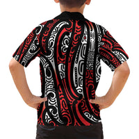 New Zealand Maori Taniko Family Matching Summer Maxi Dress and Hawaiian Shirt Red Kowhaiwhai Puhoro LT9 - Polynesian Pride