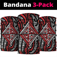 New Zealand Maori Taniko Neck Gaiter Red Kowhaiwhai Puhoro - Polynesian Pride