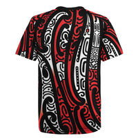 New Zealand Maori Taniko Rugby Jersey Red Kowhaiwhai Puhoro