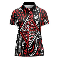 New Zealand Maori Taniko Women Polo Shirt Red Kowhaiwhai Puhoro LT9 Female Red - Polynesian Pride