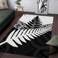 New Zealand Silver Fern Area Rug Maori Koru Mixed Taniko Pattern