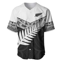 New Zealand Silver Fern Baseball Jersey Maori Koru Mixed Taniko Pattern