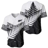 New Zealand Silver Fern Baseball Jersey Maori Koru Mixed Taniko Pattern