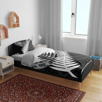 New Zealand Silver Fern Bedding Set Maori Koru Mixed Taniko Pattern