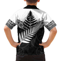 New Zealand Silver Fern Family Matching Long Sleeve Bodycon Dress and Hawaiian Shirt Maori Koru Mixed Taniko Pattern
