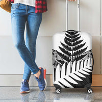New Zealand Silver Fern Luggage Cover Maori Koru Mixed Taniko Pattern