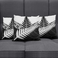 New Zealand Silver Fern Pillow Cover Maori Koru Mixed Taniko Pattern - Polynesian Pride
