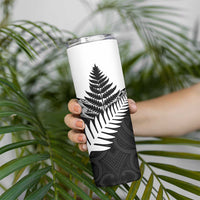 New Zealand Silver Fern Skinny Tumbler Maori Koru Mixed Taniko Pattern