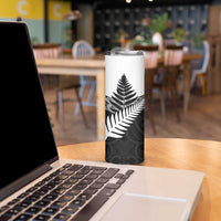 New Zealand Silver Fern Skinny Tumbler Maori Koru Mixed Taniko Pattern