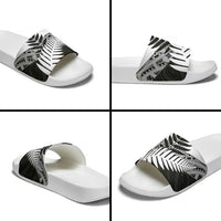 New Zealand Silver Fern Slide Sandals Maori Koru Mixed Taniko Pattern - Polynesian Pride