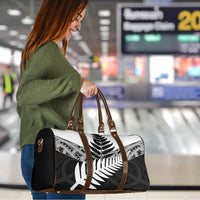 New Zealand Silver Fern Travel Bag Maori Koru Mixed Taniko Pattern - Polynesian Pride