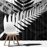 New Zealand Silver Fern Window Curtain Maori Koru Mixed Taniko Pattern