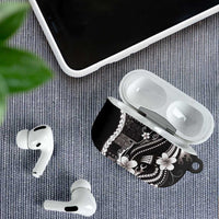 Samoa Siapo Tribal Pattern AirPods Case Black Polynesian Plumeria Tapa Motif