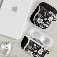 Samoa Siapo Tribal Pattern AirPods Case Black Polynesian Plumeria Tapa Motif
