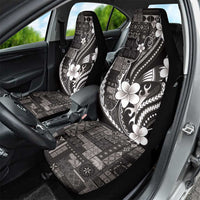 Samoa Siapo Tribal Pattern Car Seat Cover Black Polynesian Plumeria Tapa Motif