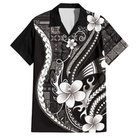 Samoa Siapo Tribal Pattern Family Matching Puletasi and Hawaiian Shirt Black Polynesian Plumeria Tapa Motif LT9 Dad's Shirt - Short Sleeve Black - Polynesian Pride