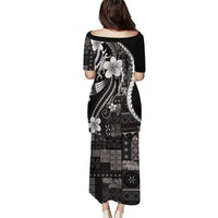 Samoa Siapo Tribal Pattern Family Matching Puletasi and Hawaiian Shirt Black Polynesian Plumeria Tapa Motif LT9 - Polynesian Pride