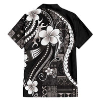 Samoa Siapo Tribal Pattern Family Matching Summer Maxi Dress and Hawaiian Shirt Black Polynesian Plumeria Tapa Motif LT9 - Polynesian Pride