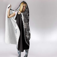 Samoa Siapo Tribal Pattern Hooded Blanket Black Polynesian Plumeria Tapa Motif