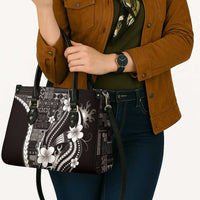 Samoa Siapo Tribal Pattern Leather Bag Black Polynesian Plumeria Tapa Motif