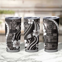 Samoa Siapo Tribal Pattern Tumbler Cup Black Polynesian Plumeria Tapa Motif