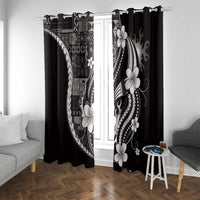Samoa Siapo Tribal Pattern Window Curtain Black Polynesian Plumeria Tapa Motif