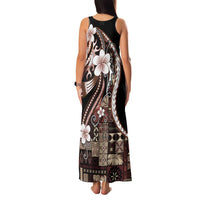 Samoa Siapo Tribal Pattern Family Matching Tank Maxi Dress and Hawaiian Shirt Brown Polynesian Plumeria Tapa Motif LT9 - Polynesian Pride