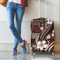 Samoa Siapo Tribal Pattern Luggage Cover Brown Polynesian Plumeria Tapa Motif
