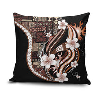 Samoa Siapo Tribal Pattern Pillow Cover Brown Polynesian Plumeria Tapa Motif