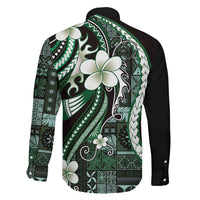 Samoa Siapo Tribal Pattern Family Matching Mermaid Dress and Hawaiian Shirt Forest Green Polynesian Plumeria Tapa Motif LT9 - Polynesian Pride